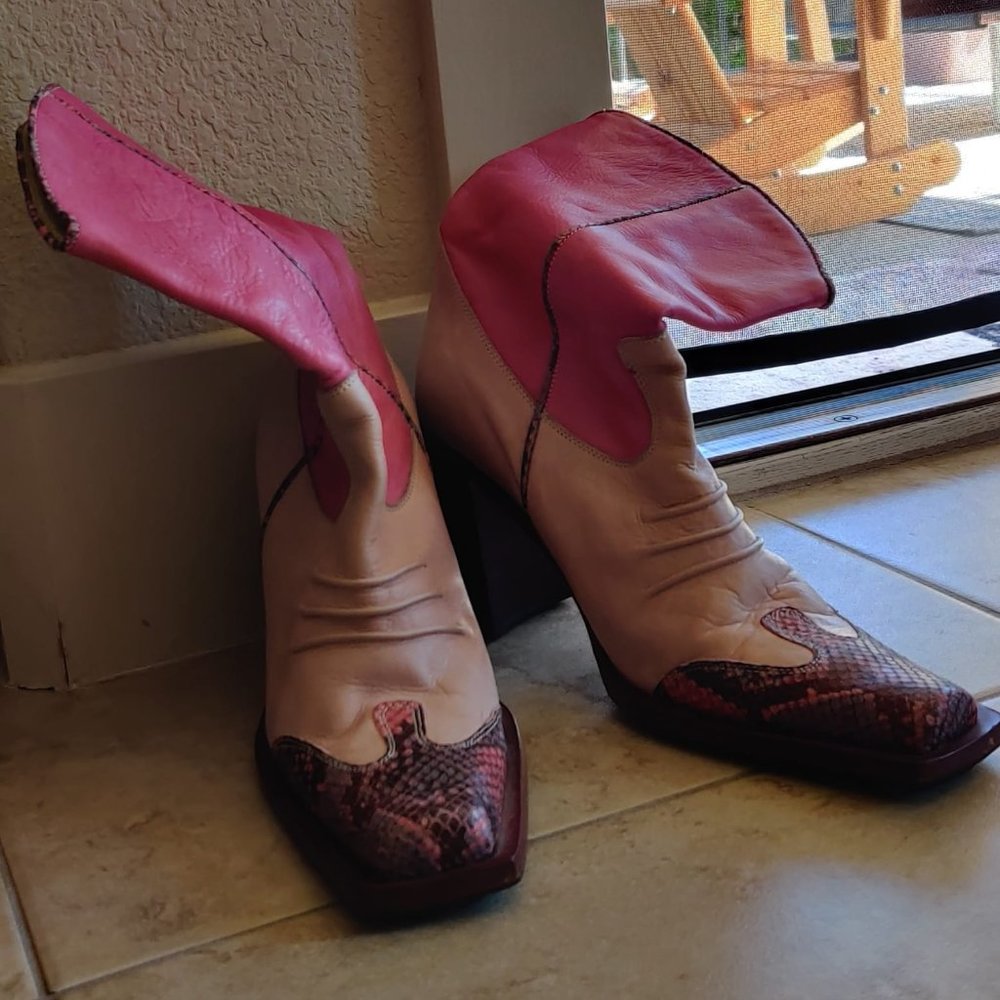 Pink and Burgundy Italian Cowboy Boots, Women